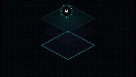 Blue Magenta AI Data Stack with Rotating Top Badge 스톡 동영상 341342705