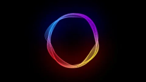 Blue Magenta Particle Explosion Circle, Neon Audio Spectrum Ring and Flow Video stock 319545283