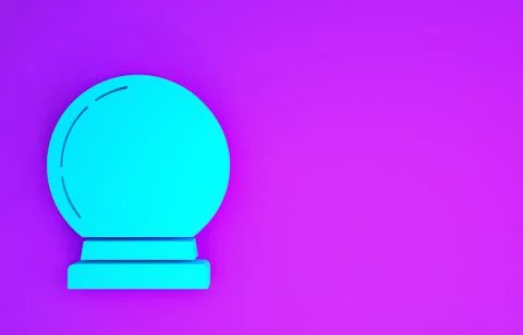 Blue Magic ball icon isolated on purple background. Crystal ball. Minimalism  Stockillustratie