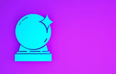 Blue Magic ball icon isolated on purple background. Crystal ball. Minimalism  Stock Illustration