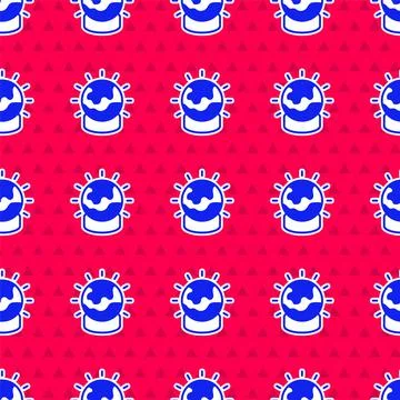 Blue Magic ball icon isolated seamless pattern on red background. Crystal ball Illustrazione stock