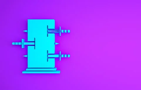 Blue Magic box, trunk for magic tricks icon isolated on purple background. Sh Stock Illustration