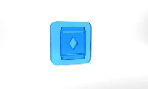 Blue Magic carpet icon isolated on grey background. Glass square button. 3d Stock Illustration