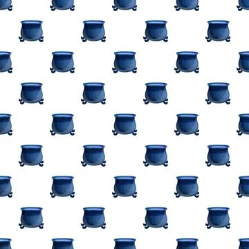 Blue magic cauldron repeating seamless pattern Illustrazione stock