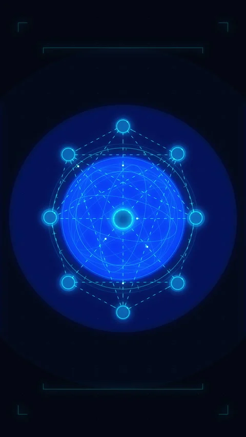 Blue magic circle animation glowing tech loop Stock Footage 346645672