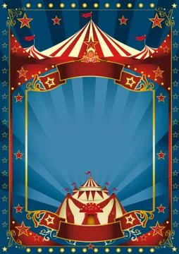 Blue magic circus poster Stock Illustration