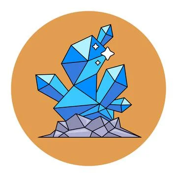 Blue magic crystal geometric shape. precious nugget from the earth. Stock Illustration