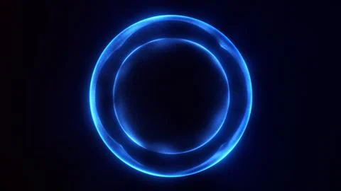 Blue magic energy orb of shiny plasma on a dark background. Glowing sphere .. Illustrazione stock