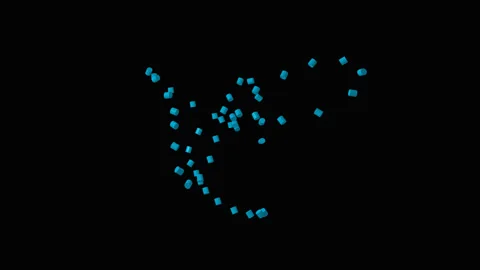 Blue magic graphic particles on the dark bakground Stock Footage 208808751