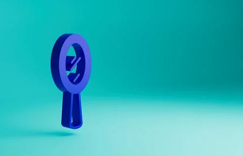 Blue Magic hand mirror icon isolated on blue background. Minimalism concept. 3D Stock Illustration