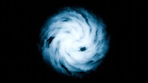 Blue magic portal circle. Abstract cyclone on black background. Inter 库存影片 257789160
