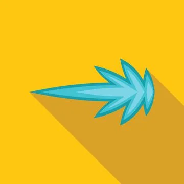 Blue magic ray flying with long shadow on yellow background Stock Illustration