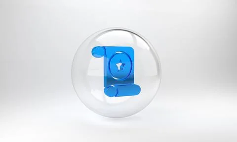 Blue Magic scroll icon isolated on grey background. Decree, paper, parchment, Ilustração Stock