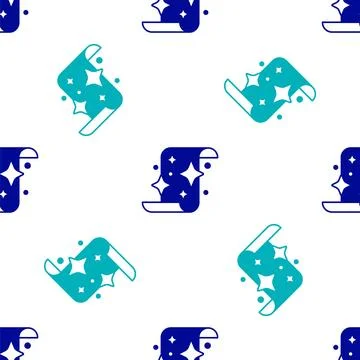 Blue Magic scroll icon isolated seamless pattern on white background. Decre.. Stock Illustration
