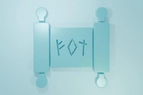 Blue Magic scroll icon isolated on blue background. Decree, paper, parchmen.. Ilustração Stock