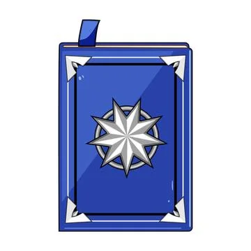 Blue magic spell book with compass symbol Stock Illustration