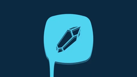 Blue Magic stone icon isolated on blue background. Fantasy crystal. Jewelry gem Stock Footage 235932764