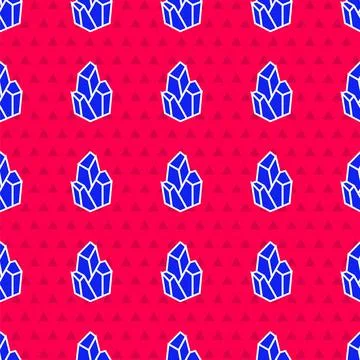 Blue Magic stone icon isolated seamless pattern on red background. Fantasy Stock Illustration