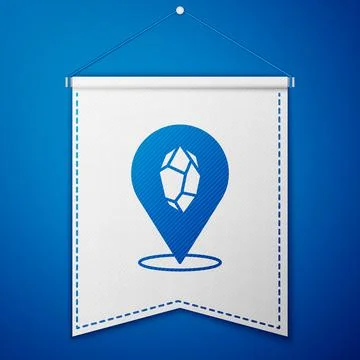 Blue Magic stone icon isolated on blue background. Fantasy crystal. Jewelry gem Stock Illustration