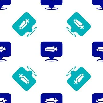 Blue Magic stone icon isolated seamless pattern on white background. Fantasy Illustrazione stock