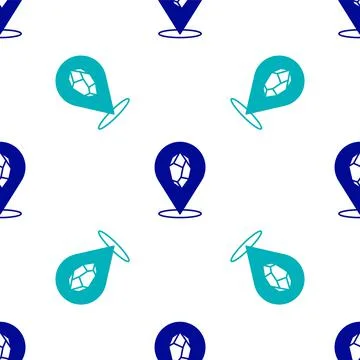 Blue Magic stone icon isolated seamless pattern on white background. Fantasy Stock Illustration