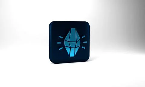 Blue Magic stone icon isolated on grey background. Fantasy crystal. Jewelry gem Stockillustratie