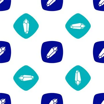 Blue Magic stone icon isolated seamless pattern on white background. Fantasy Stock Illustration