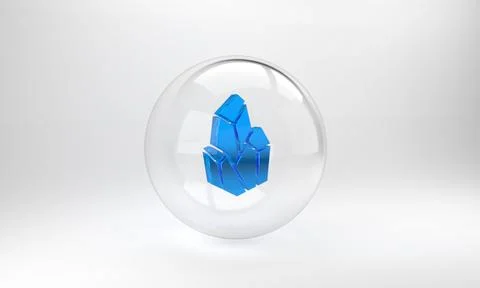 Blue Magic stone icon isolated on grey background. Fantasy crystal. Jewelry g Illustrazione stock