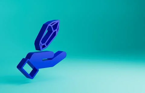 Blue Magic stone icon isolated on blue background. Fantasy crystal. Jewelry gem Illustrazione stock