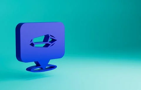 Blue Magic stone icon isolated on blue background. Fantasy crystal. Jewelry gem Illustrazione stock