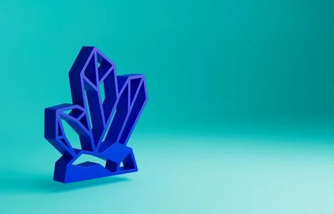 Blue Magic stone icon isolated on blue background. Fantasy crystal. Jewelry gem Stock Illustration
