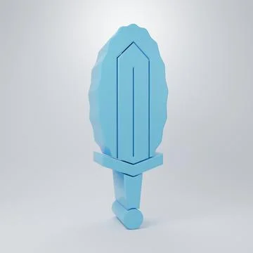 Blue Magic sword in fire icon isolated on grey background. Fiery sword. Mag.. Stock Illustration