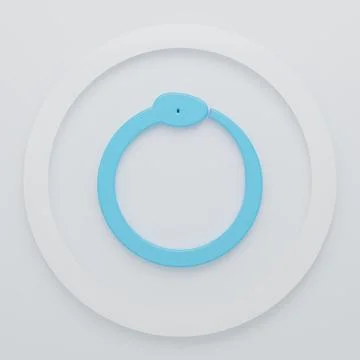 Blue Magic symbol of Ouroboros icon isolated on white background. Snake bit.. Stock Illustration