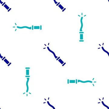Blue Magic wand icon isolated seamless pattern on white background. Star shape Illustrazione stock