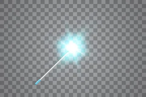 Blue Magic wand. Vector illustration. Isolated on transparent background. Stock Illustration