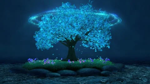 Blue magical tree in the ocean Видео 339446079