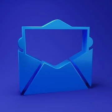 Blue Mail and e-mail icon isolated on blue background. Envelope symbol e-ma.. Stock Illustration