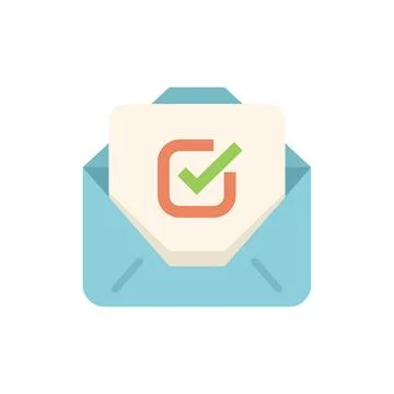Blue mail envelope containing check mark symbol for validation Stock Illustration