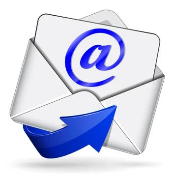 Blue mail icon with arrow Stock Illustration