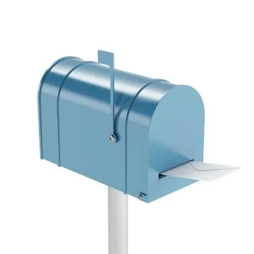 Blue mailbox with mail Stockillustratie