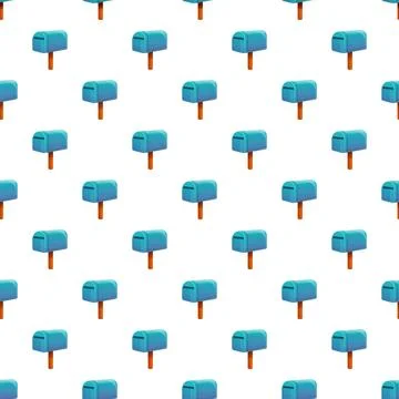 Blue mailboxes seamless pattern for postage delivery service 库存插图