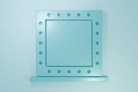 Blue Makeup mirror with lights icon isolated on blue background. Minimalism.. Stock Illustration