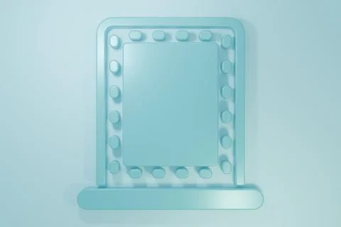 Blue Makeup mirror with lights icon isolated on blue background. Minimalism.. Stock Illustration