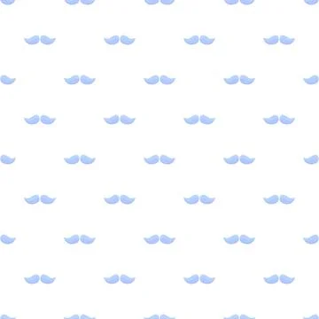 Blue man mustache pattern on white background Stock Illustration