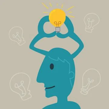 Blue man thinking Stock Illustration