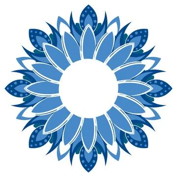 Blue Mandala Design with Symmetrical Pattern in Circular Formation Stock Illustration