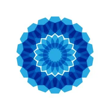 BLUE MANDALA GEOMETRIC (3) Stock Illustration