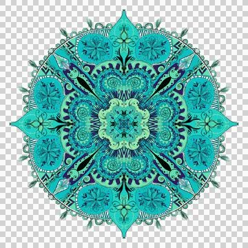 Blue Mandala Transparent Background 스톡 일러스트