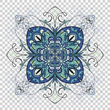 Blue Mandala on a Transparent Background 스톡 일러스트
