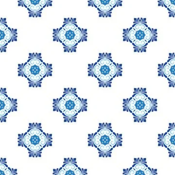 Blue mandala vector pattern. Seamless oriental ornament 스톡 일러스트
